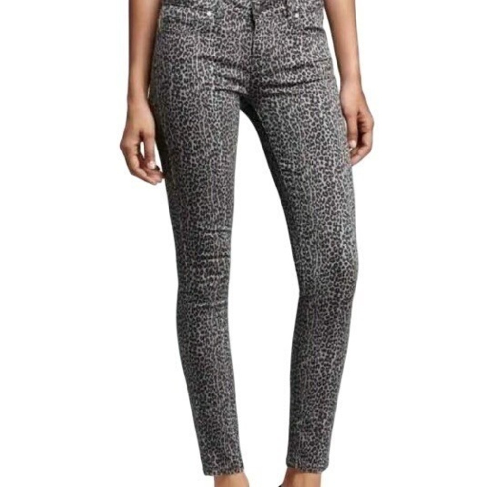 Paige | Denim Grey Leopard Print Skinny Jeans Animal Print Stretch Jeans | 27